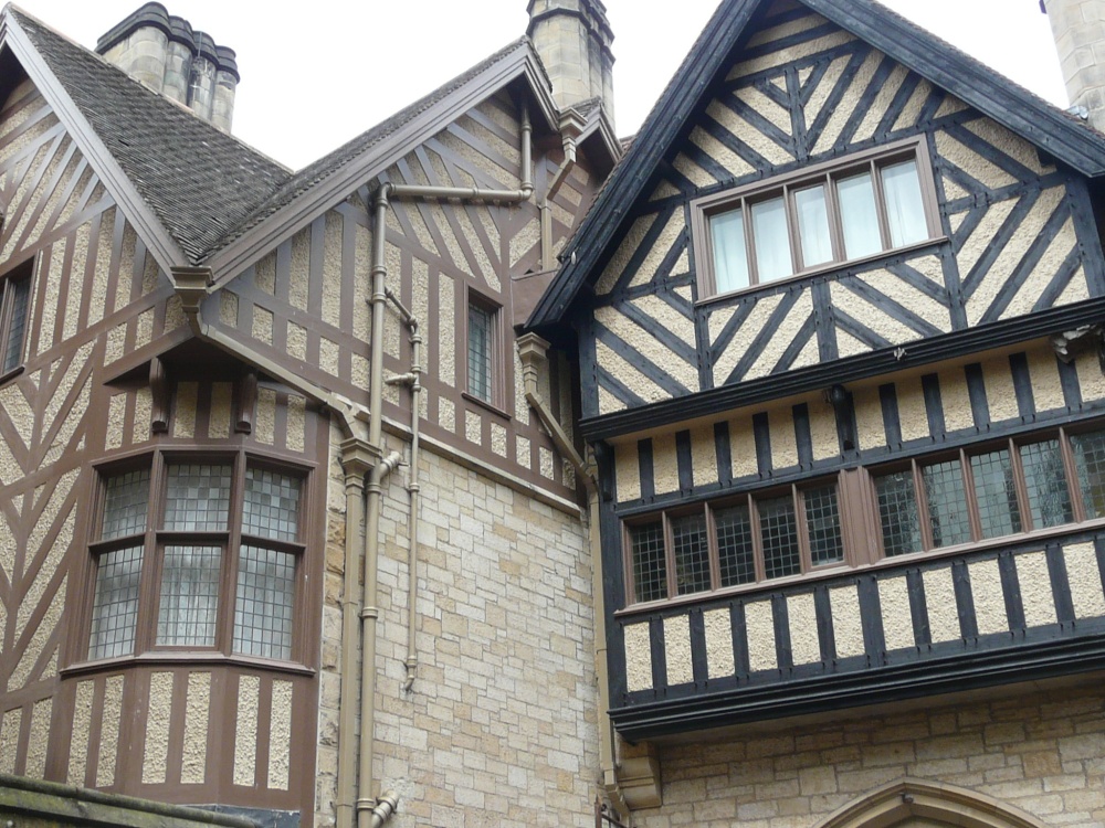 Cragside House, timbered walls entrance way