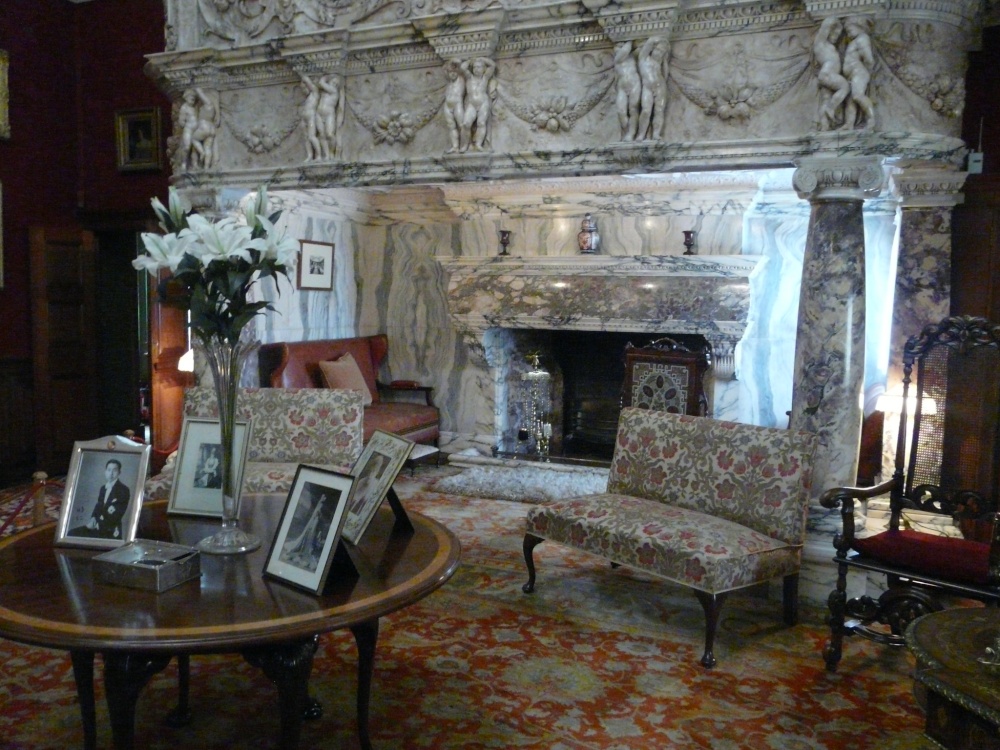 Cragside House, marble fireplace, Grand Hall