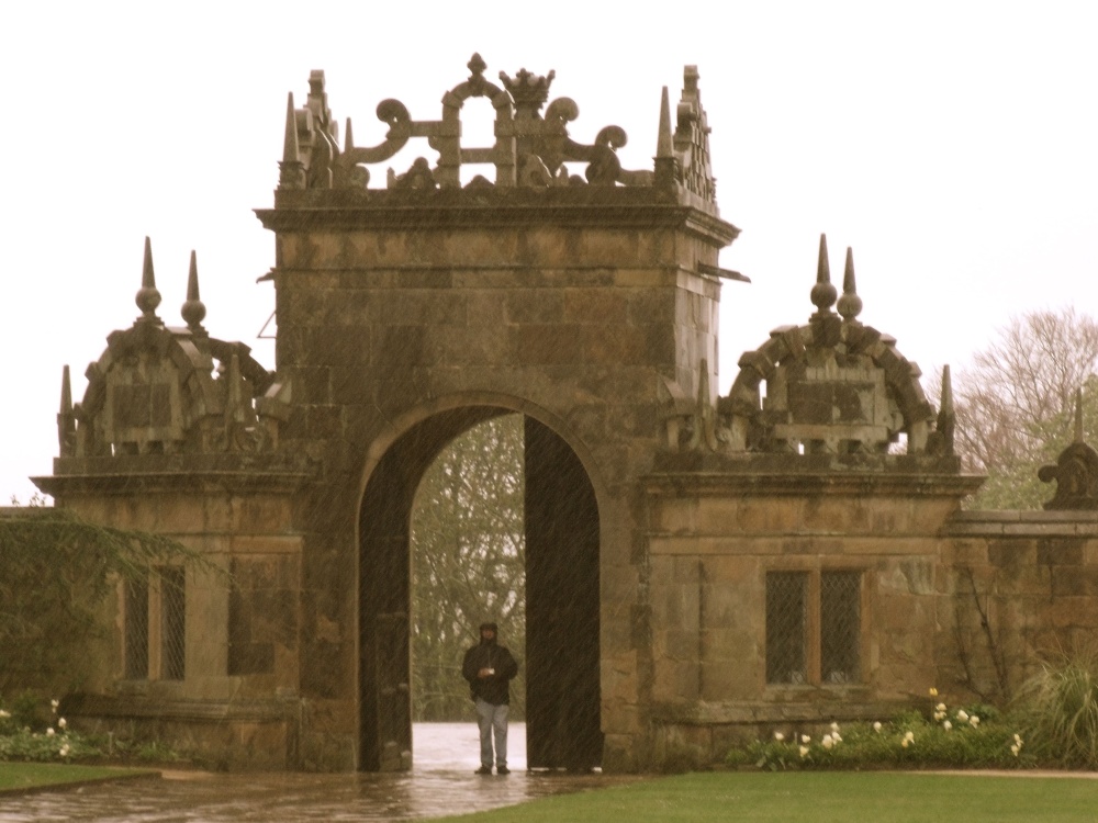 Hardwick Hall on a wet, cold Spring day