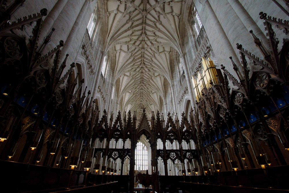Winchester Cathedral, view of knave from choir