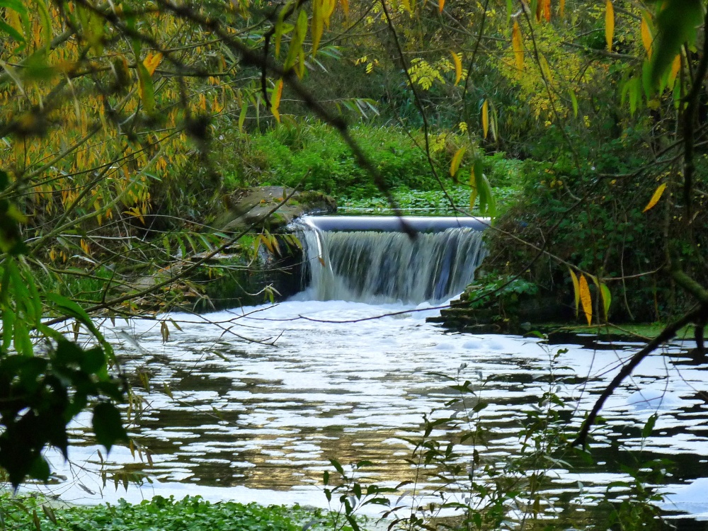 The waterfall at Watermead Country Park