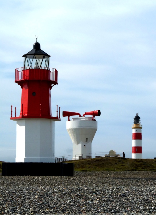 Point of Ayre lighthouses and fog horn Bride
