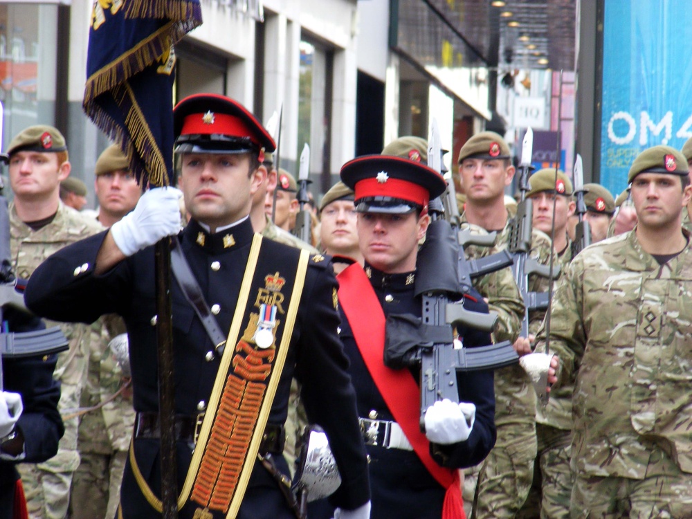 Photograph of Royal Royal Anglian Regiment home coming from Iraq