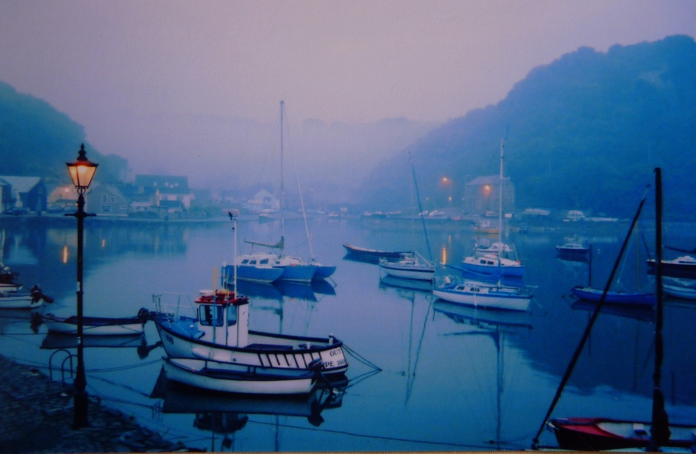 Photograph of Fishguard harbour at dusk