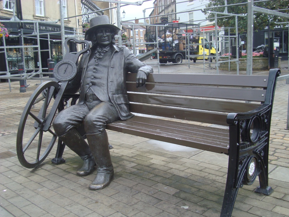 Market Plase, statue of John Metcalf (Blind Jack)