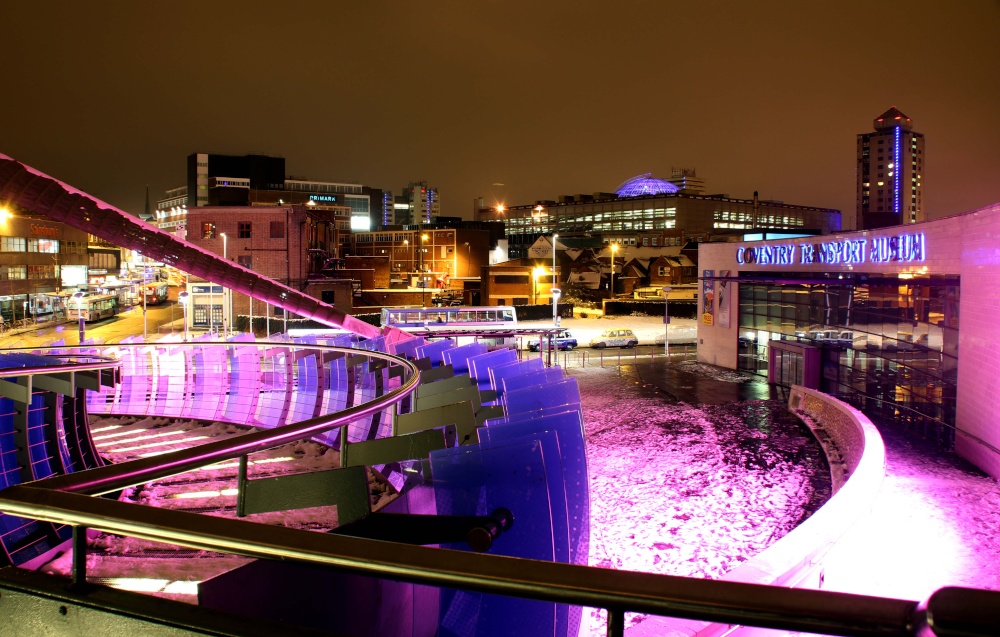 Photograph of Coventry at night