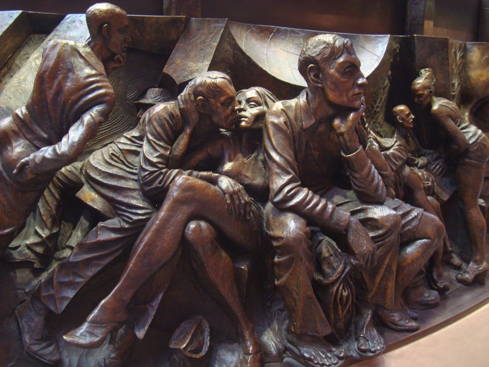 Photograph of Part of a frieze of 'The Meeting Place' statue
