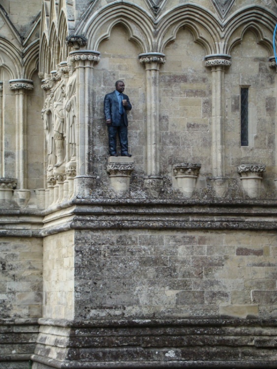 Salisbury Cathedral, Wiltshire with a Sean Henry sculpture