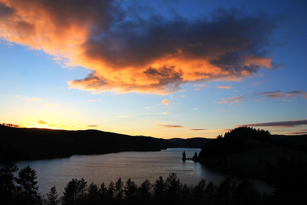 Sunset over Lake Vyrnwy 2 photo by John Godley