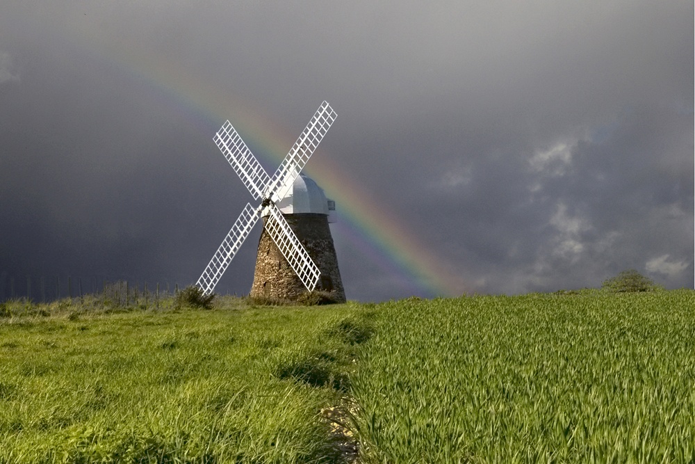 Photograph of Halnaker Windmill after the storm
