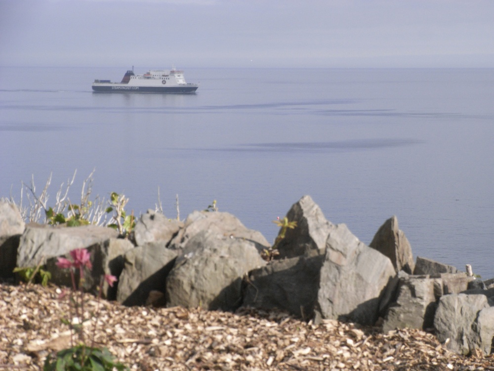 The ferry arriving in Douglas Isle of man,   hazy weather