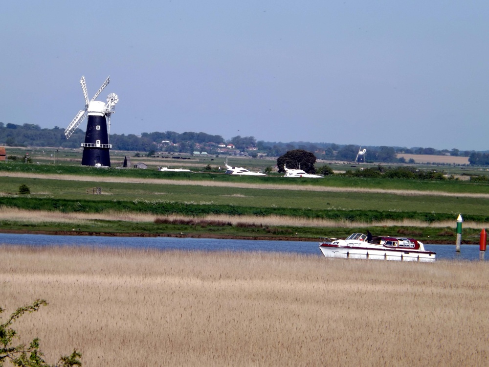 Breydon water and Berney Arms Mill, Burgh Castle, Norfolk