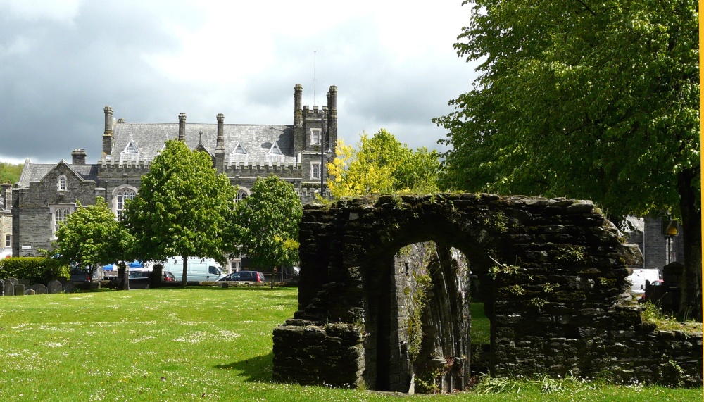 Photograph of Tavistock Town Hall and  Cloister Ruins