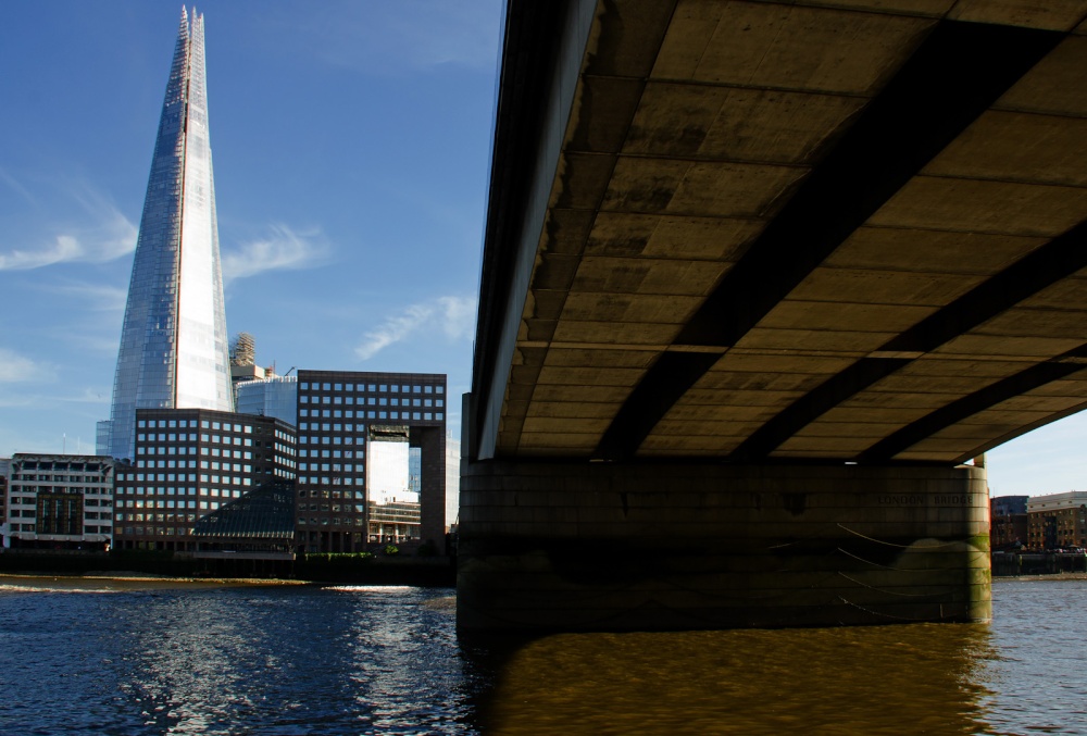 The Shard from under London Bridge, London