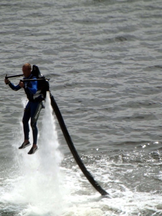 A Jetlev over Royal Victoria Docks, London