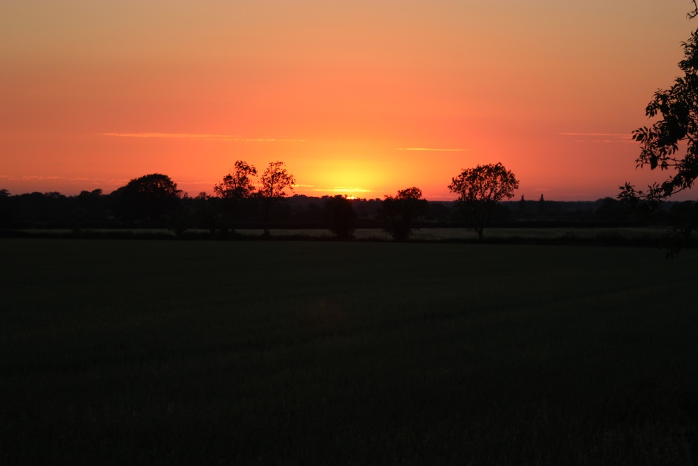 Photograph of Sunset over Flecknoe Village, Warwickshire