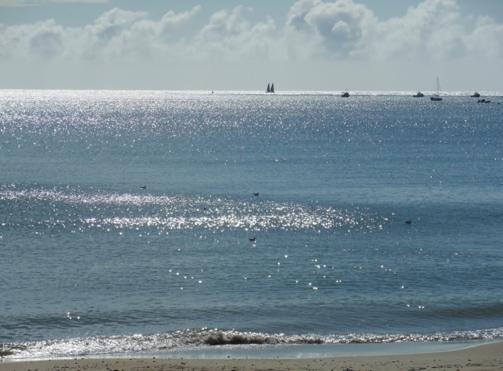 Morning sunlight on the water, Swanage