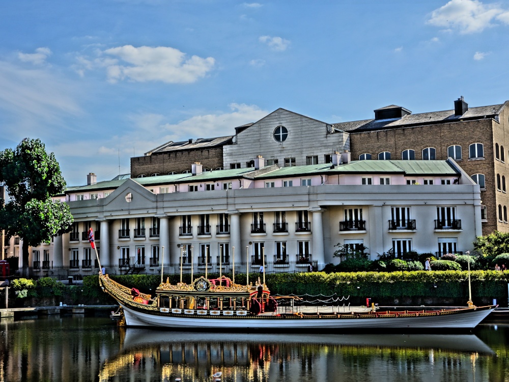 Royal barge 'Gloriana' at  St Katharine Docks