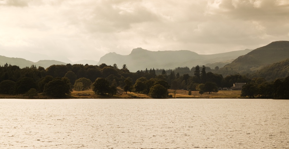 Langdale Pikes from Windermere photo by Dave John