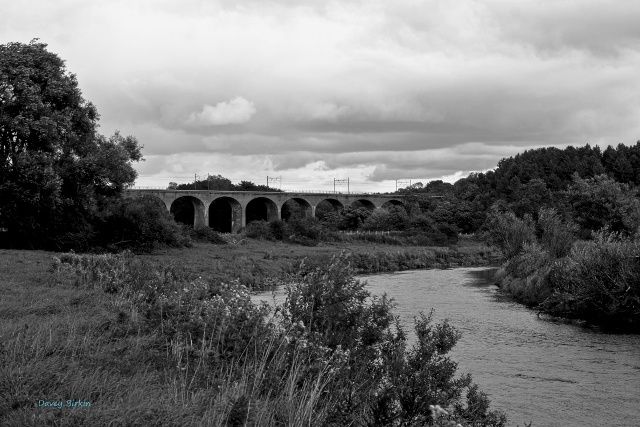 River Weir with Croxdale viaduct in back ground.