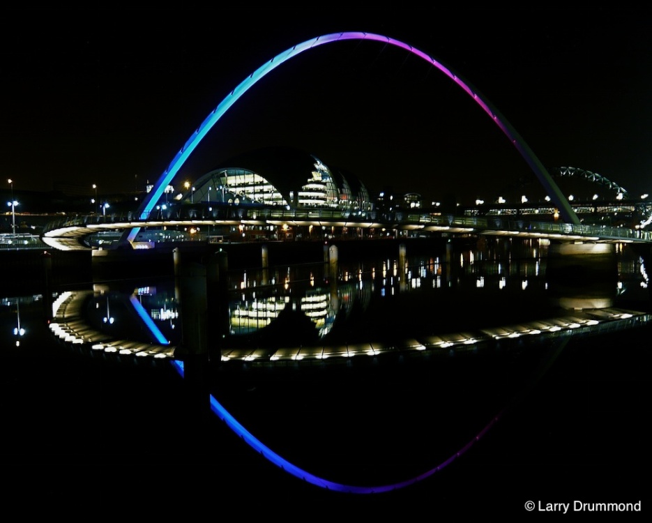 Millennium Bridge at Night, Newcastle - upon - Tyne