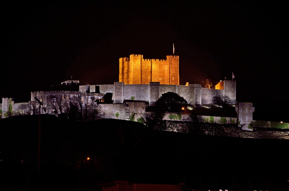 Dover Castle at Night from Western Heights