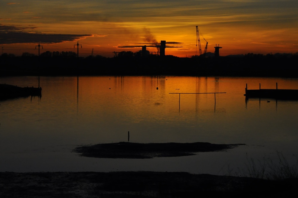 Saltholme wildlife reserve at sunset