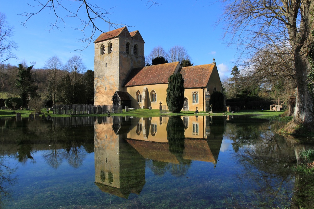 Photograph of The Church at Fingest - (2014 Floods).