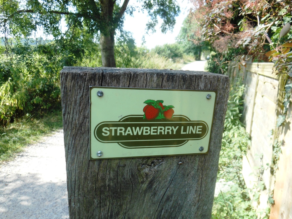 Strawberry line sign, near Winscombe
