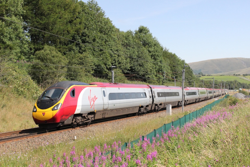 Photograph of Pendolino electric train near Tebay in Cumbria