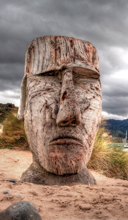 Easter island head in barmouth