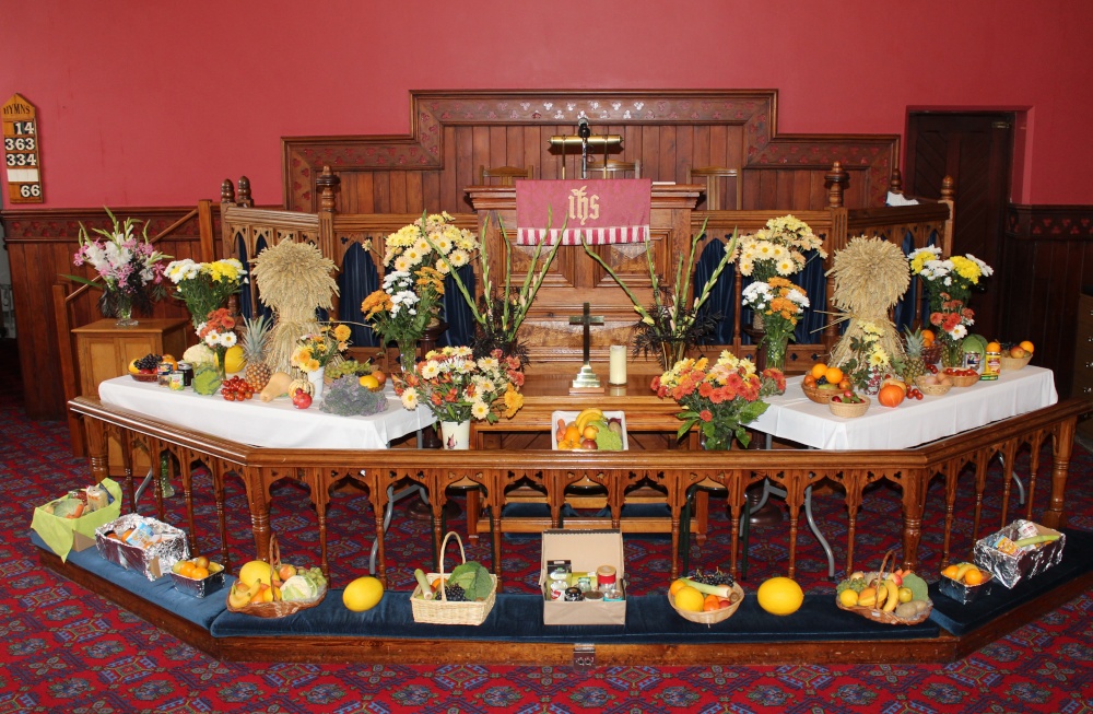 Photograph of Harvest Produce Display in Pilling Methodist Church, Pilling, Lancashire