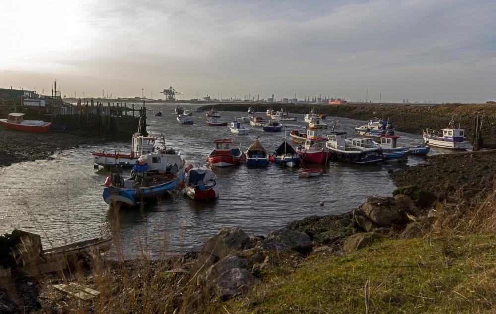 Boats sheltering at Paddys Hole Redcar
