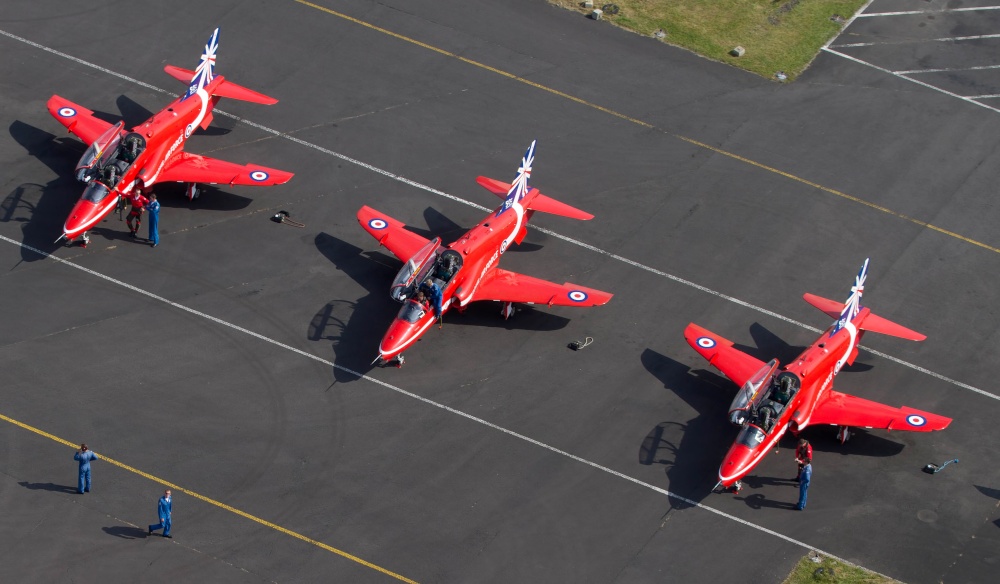 Photograph of the red arrows at Newcastle airport