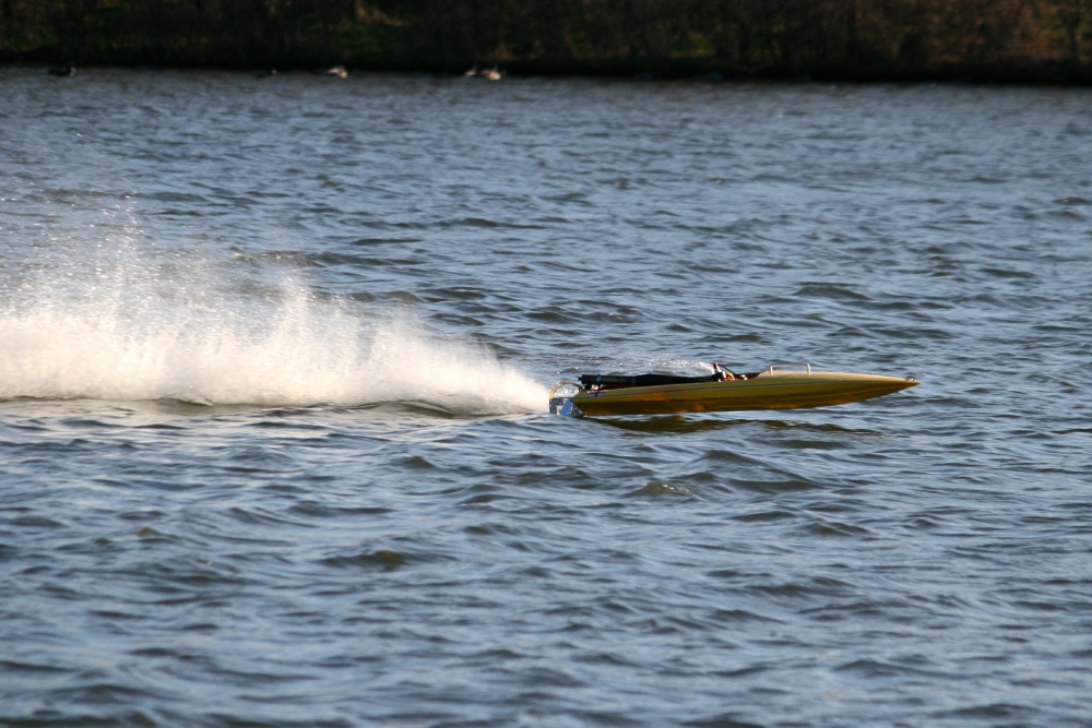 Model Boat on Herrington Park boating lake.