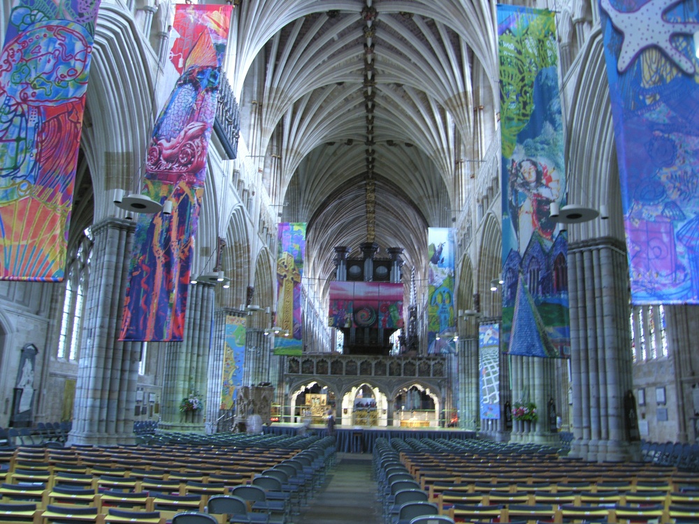 Exeter Cathedral, colourful interior, 15th June 2009