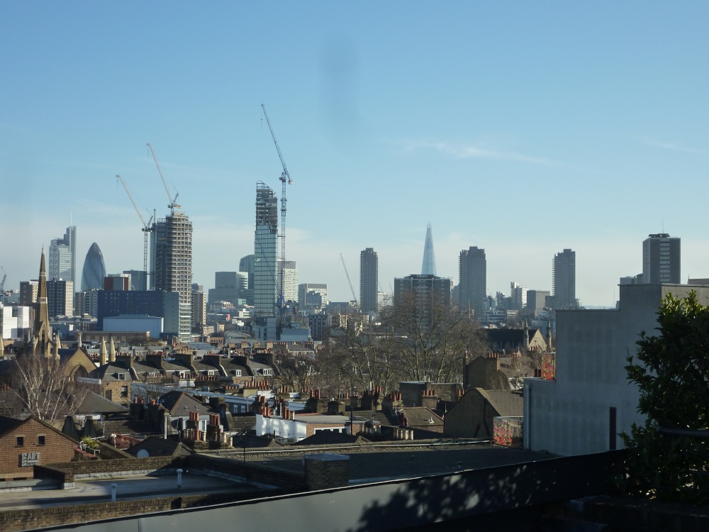 London skyline from a rooftop in Islington, 7th March 2015