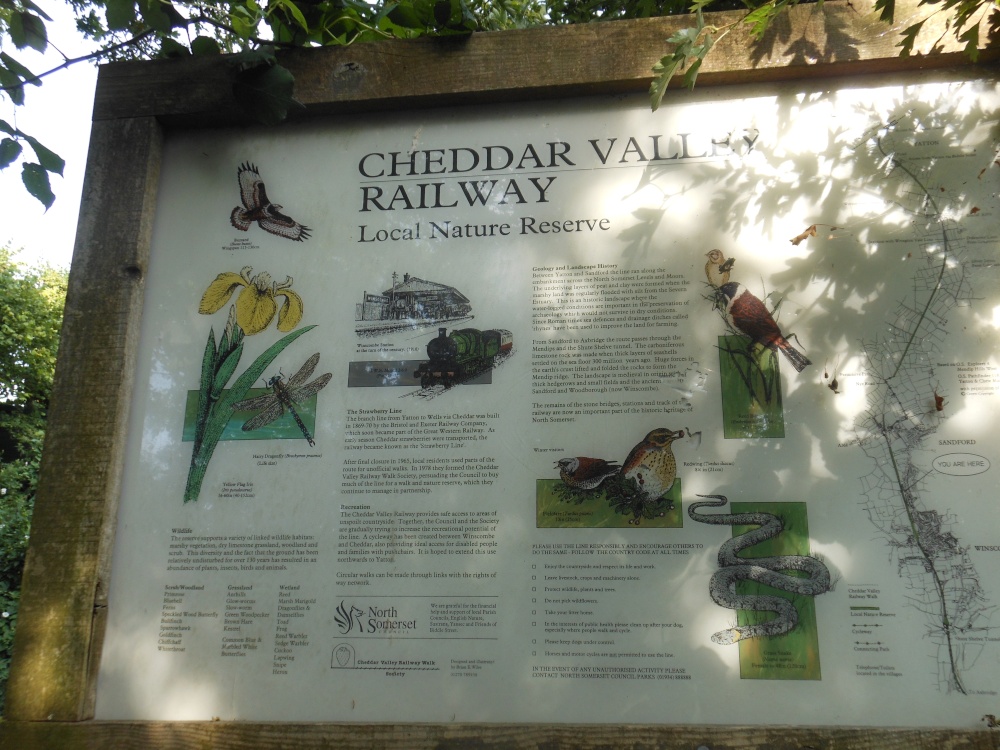 Photograph of Cheddar Valley Railway sign, just outside Winscombe