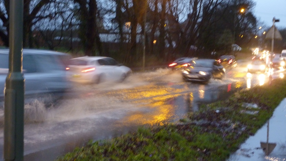 Photograph of A23 flooding near Mill House, 3 January 2016