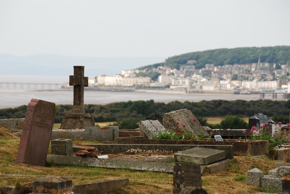 View from uphill cliff to Weston-Super-Mare