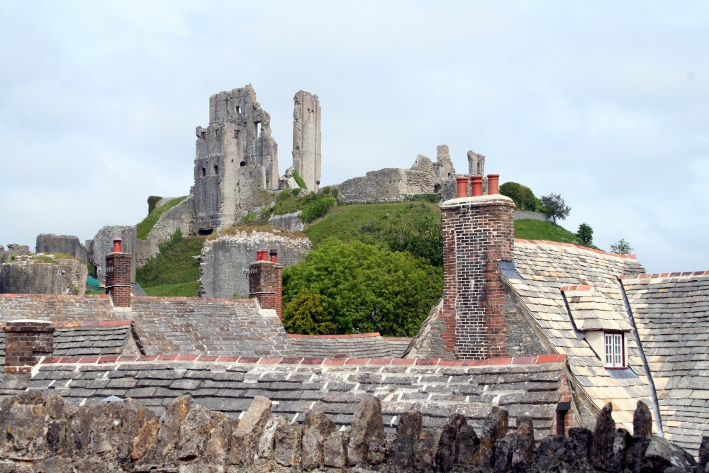 Corfe Castle, above the village of the same name