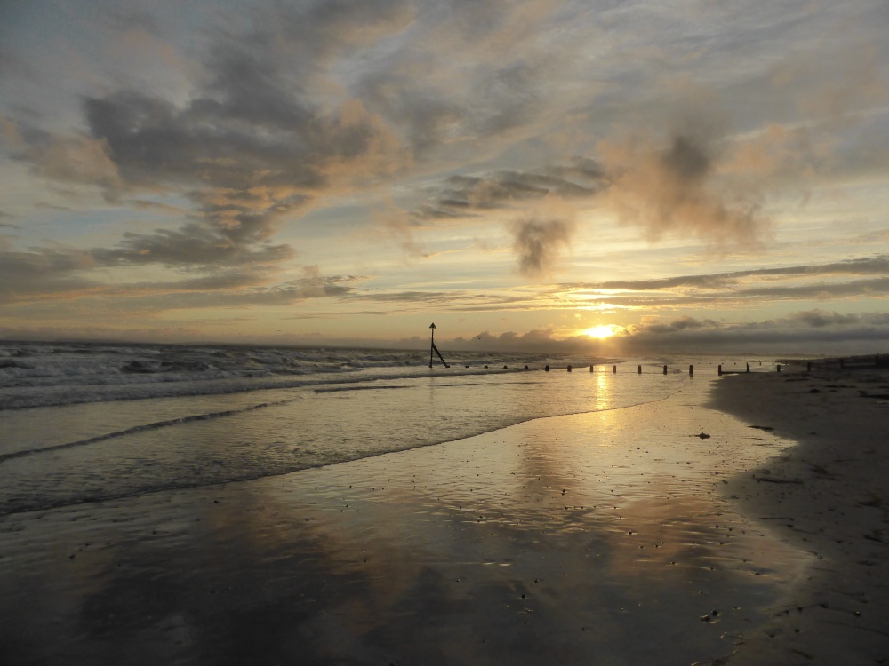 Photograph of West Wittering Beach, West Sussex at Sunset.