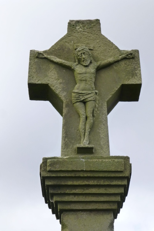 Detail of stone cross on Moss Brow.