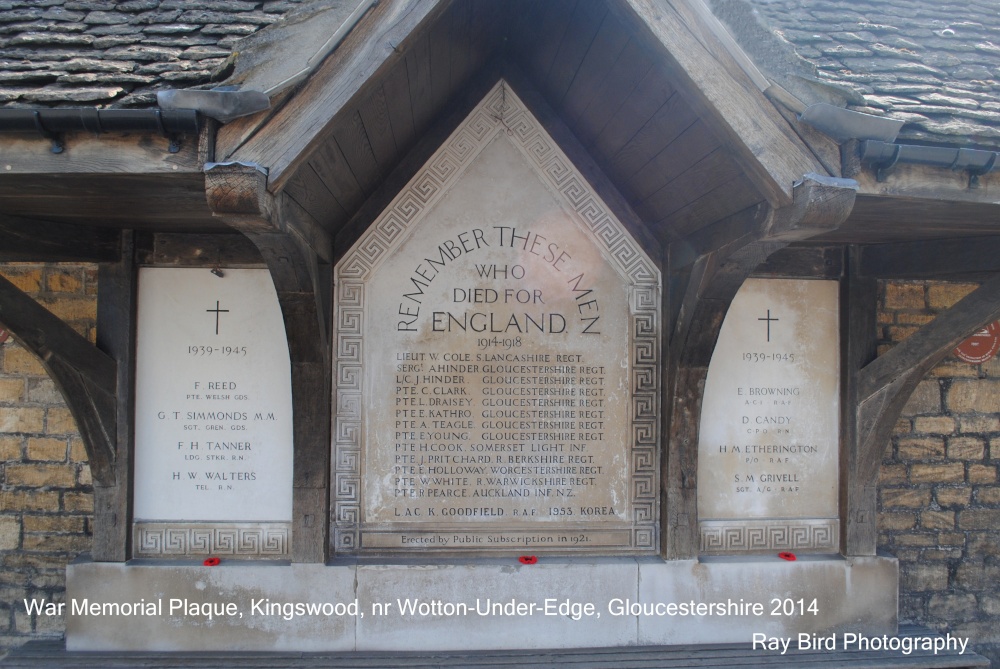 War Memorial Plaque, Kingswood, nr Wotton Under Edge, Gloucestershire 2014