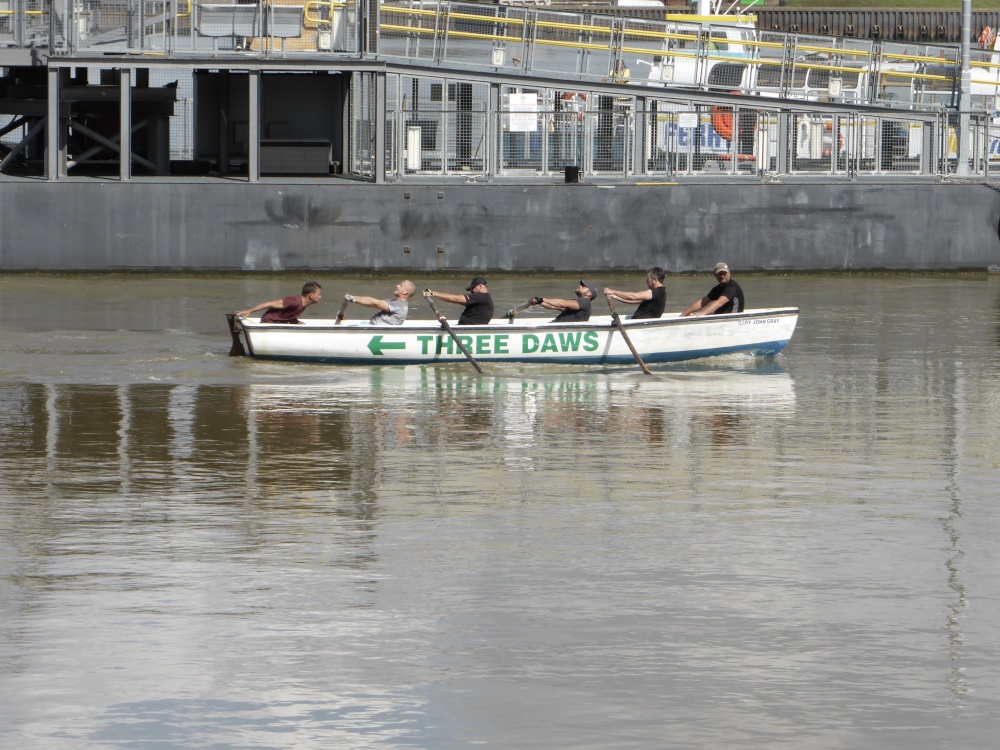 Rowers from The Three Daws Public House on the River Thames at Gravesend