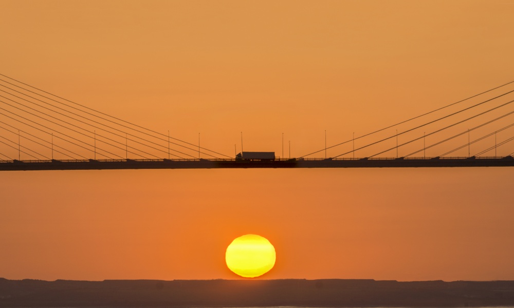 Photograph of Crossing the Dartford Bridge at Sunset