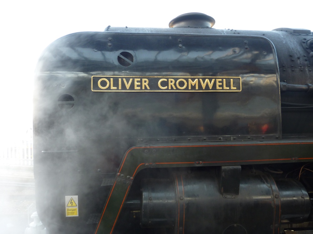 Steam locomotive Oliver Cromwell at Eastbourne station, 12th December 2017