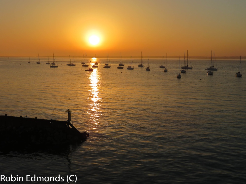 Boats in the setting sun at Yarmouth, Isle of Wight