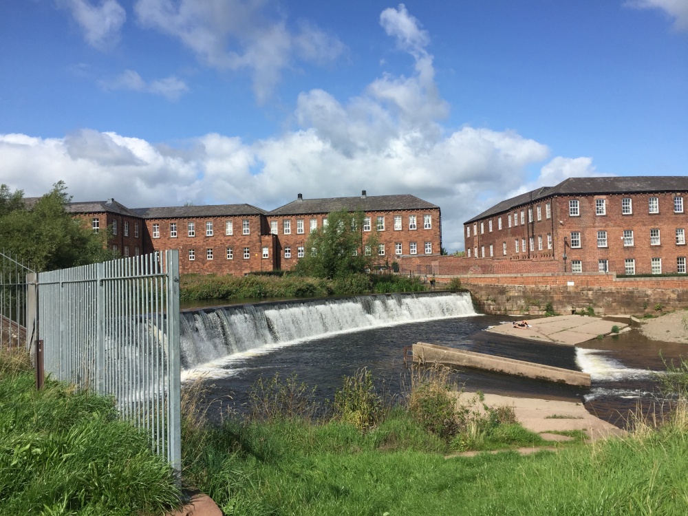 Photograph of The Weir in front of what was a textile factory. Carlisle, Dentonholme