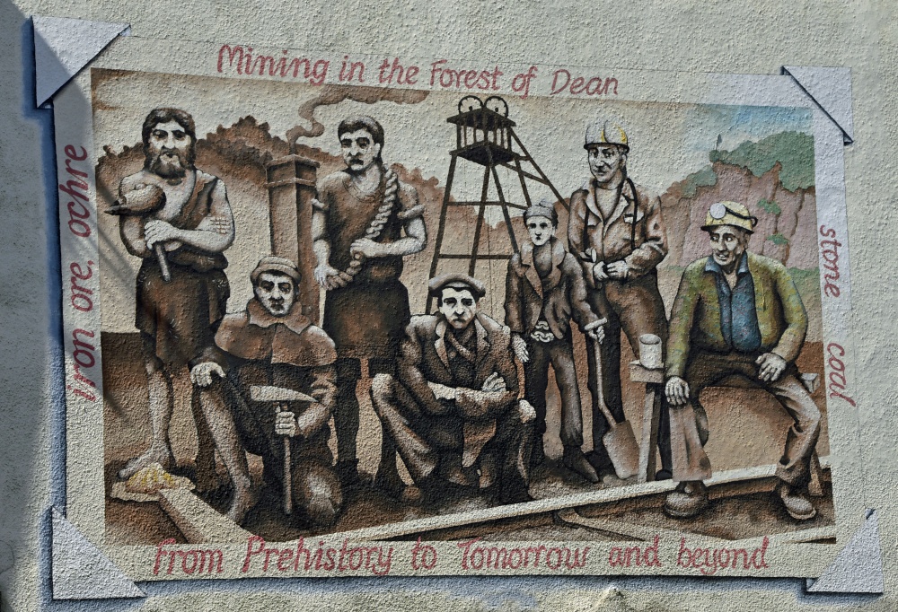 Photograph of Cinderford - wall mural about local mining in the past